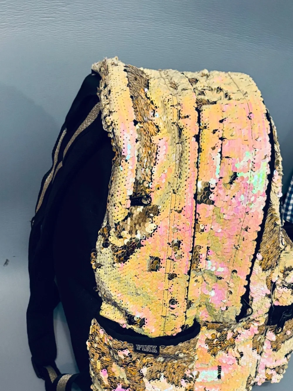 Pink Victoria’s Secret Iridescent Backpack With Laptop Pocket